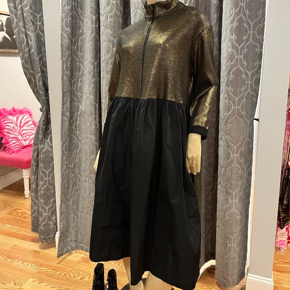 NWOT Size 1 Oversized Amma By Kedem Sasson Tafetta & Metallic Knit Dress - Picture 2 of 2